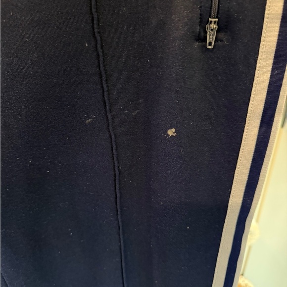 VINTAGE Adidas Navy Blue Track Pants with White Stripes men’s medium - Picture 2 of 6